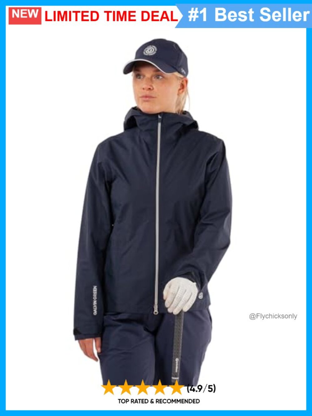 Women's Waterproof Pertex Shield Golf Rain Jacket with Hood